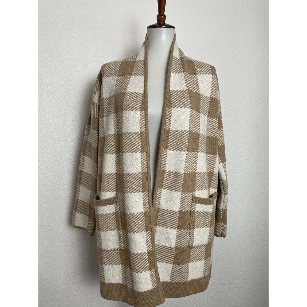 Madewell Sweater Women XXS Coat Open Front Plaid Minetta Wool Blend